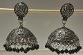 Jhumki in German Silver Anique Finish with Black Beads