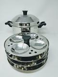 Tabakh Multi Purpose 4-Rack Stainless Steel Idli Cooker With Stand (Small)