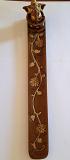 Wooden Incense Agarbatti Burner w/ Floral Design & Ganesh Statue