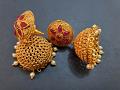 Antique Matt Gold Jhumka Earrings Antique Matt Gold Jhumka Earrings