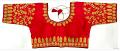 Bright Red Embroidered Ready-made Stitched Blouse for Sarees 38" Bright Red Embroidered Ready-made Stitched Blouse for Sarees 38"