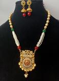 Indian Fashion Jewellery, kundan & pearl choker  with earring 