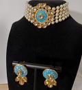 Indian Fashion Jewellery, kundan & pearl choker  with earring 