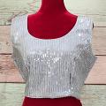 Silver Party wear fancy blouse plus size (3XL, 4XL) 