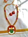 Hand-painted kathakali necklace and jhumka set
