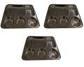 3 Pcs Stainless Steel Rectangle 5 Compartment Meal Thali Plate Tray 3 Pcs Stainless Steel Rectangle 5 Compartment Meal Thali Plate Tray