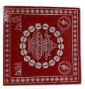 Red Printed Bajot, Table w/ Shubh Labh & Kalash Print for Pooja