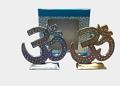 OM Symbol for car dash board or Temple (2" x 2") Satinless Steel