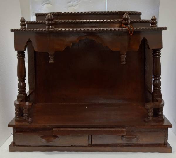 Dark Brown Teak Wooden Open Style Temple - 24" Wide Dark Brown Teak Wooden Open Style Temple - 24" Wide
