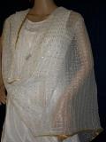 White Georgette Rhinestones Dupatta Chunni #2333