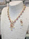 Pink Color Peacock CZ Stone Necklace Pink Color Peacock CZ Stone Necklace