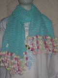 Blue Scarf w/ Pom Pom - Dupatta Chunni Shawl Wrap for Women #2431