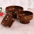 Wooden Glossy Finish Fancy Set of 3 Bowl Set
