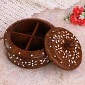 Round Shaped 4 Compartment Dry Fruit Box w/ Inlay Work Round Shaped 4 Compartment Dry Fruit Box w/ Inlay Work
