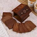 Wooden 6 Coasters in Hut Shaped Holder - Home decor / Gift Wooden 6 Coasters in Hut Shaped Holder - Home decor / Gift