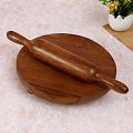 Wooden Rolling Pin & Board Set (Chakla Belan) 10"