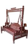 Decorative Wooden Sankheda Style Indoor Jhula /w Pillars - Cherry Color
