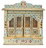 Meenakari Puja Mandir w/ Doors - Wooden Hindu Temple 25" Mandir Assembled