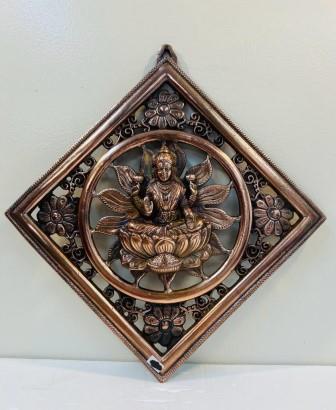 Black Metal Antique Wall Hanging Decor of Goddess Laxmi Mata - 16" Black Metal Antique Wall Hanging Decor of Goddess Laxmi Mata - 16"