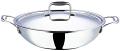 Vinod Platinum Extra Deep Kadai for Home and Kitchen, 26cm
