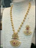 Elegant Traditional Design Golden Bridal Jewelry - Necklace & Earrings Set