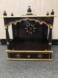 Traditional Small Wooden Mandir for Home in Dark Brown & Gold - 18" Traditional Small Wooden Mandir for Home in Dark Brown & Gold - 18"