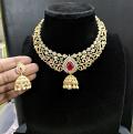 Gorgeous CZ Stone Choker w/ Jhumka Pendant & Earrings Gorgeous CZ Stone Choker w/ Jhumka Pendant & Earrings