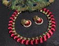 Maroon Silk Thread Designer  Jewelry Set w/ Necklace & Jhumka