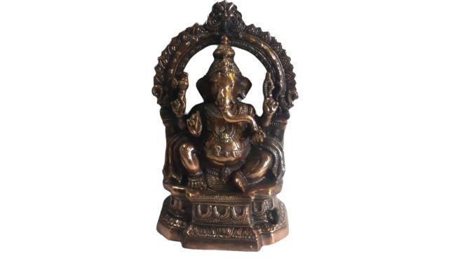 Artistic Carved Black Metal Ganesha Statue - 20.5" Artistic Carved Black Metal Ganesha Statue - 20.5"
