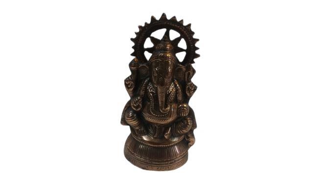 Small 11" Tall Carved Black Metal Ganesha Ganpati Statue Murti Small 11" Tall Carved Black Metal Ganesha Ganpati Statue Murti