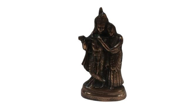 15" Tall Copper Look Artistic Black Metal Statue of Radha Krishna 15" Tall Copper Look Artistic Black Metal Statue of Radha Krishna