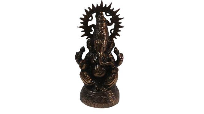 Artistic Carved Black Metal Ganesha Statue - 15.5" Artistic Carved Black Metal Ganesha Statue - 15.5"