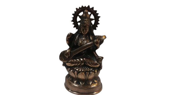 Artistic Black Metal Statue of Goddess Saraswati Maa 16" Artistic Black Metal Statue of Goddess Saraswati Maa 16"