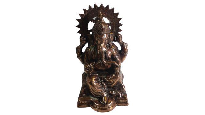 19" Tall Traditional Design Artistic Carved Black Metal Ganesha Statue 19" Tall Traditional Design Artistic Carved Black Metal Ganesha Statue