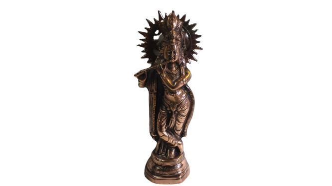 Artistic Black Metal Statue of Lord Krishna in his signature Pose 21" Artistic Black Metal Statue of Lord Krishna in his signature Pose 21"