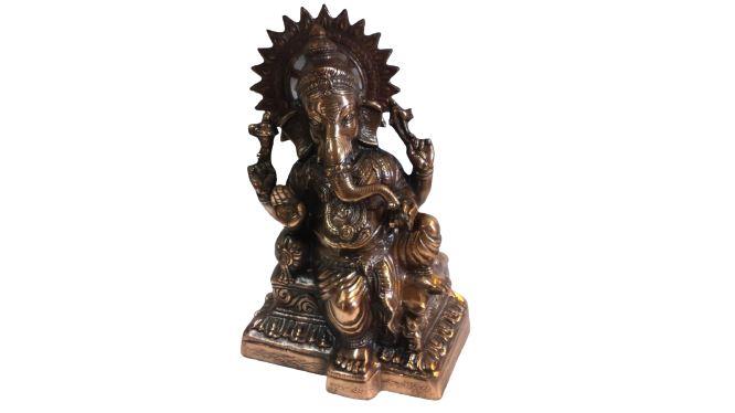 Artistic Carved Black Metal Ganesha Statue - 21" Tall