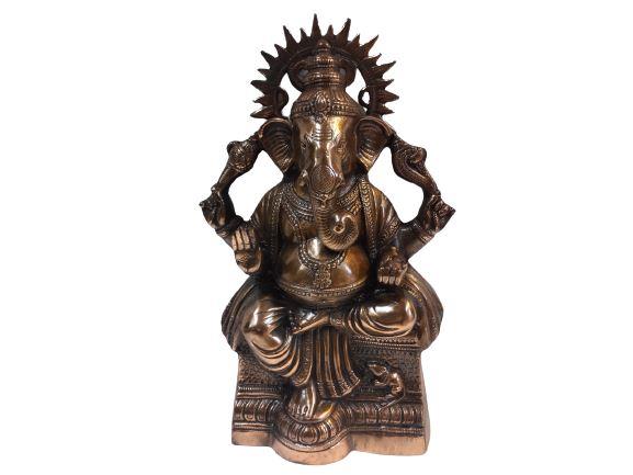 Beautifull Artistic Carved Black Metal Ganesha Statue - 21" Tall Beautifull Artistic Carved Black Metal Ganesha Statue - 21" Tall