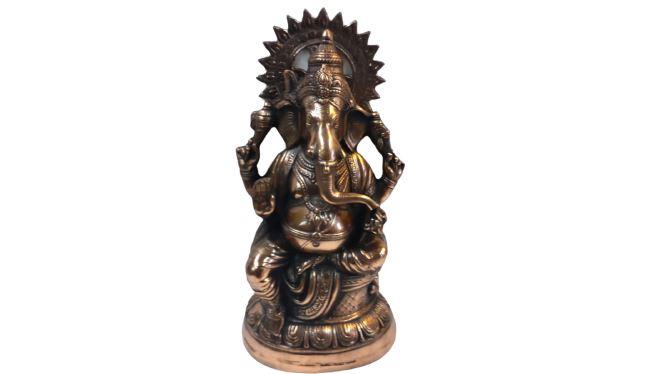 2 Ft Tall Ganpati Murti, Artistic Carved Black Metal Ganesha Statue