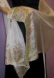 Silk Scarf Dupatta Stole w/ Floran Nylon Lace Work