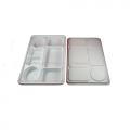 Plastic Disposable Plate (Thali) w/ 7 Compartment & Lid - White 100 Pcs