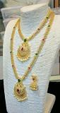 CZ Stone Double Strand Long & Short Necklace Jhumka Earrings Set CZ Stone Double Strand Long & Short Necklace Jhumka Earrings Set