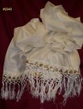 Silk Scarf 2948 Natural Ivory Pure Silk Dupatta Chunni Shawl Wrap Shieno