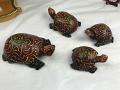Set Of 4 Multicolored Embossed Painted Wooden Turtles Set Of 4 Multicolored Embossed Painted Wooden Turtles