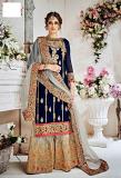 Blue Grey Pakistani Indian Sharara Palazzo Salwar Kameez Suit Blue Grey Pakistani Indian Sharara Palazzo Salwar Kameez Suit
