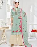 Baby Blue Indian Pakistani Garara Plazzo Bollywood Suit (Unstitched) Baby Blue Indian Pakistani Garara Plazzo Bollywood Suit (Unstitched)