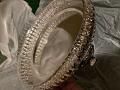 Crafted German Silver Tray / 16-17 inch diameter 3 inch wide 