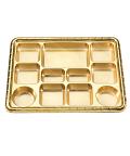 11 Compartment Disposable Gold Plates - Indian Thali Plastic Tray - 100 Plates