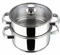 Vinod Stainless Steel Steamer 2 Tier with Glass Lid 20 cm | 2.5 mm Thick Vinod Stainless Steel Steamer 2 Tier with Glass Lid 20 cm | 2.5 mm Thick