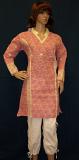 Soft Pink Ivory Cotton Hand Crafted Tunic Top Kurti (M) #26910