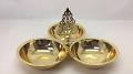 Gold Condiment w/ 3 Holders/Bowls for Puja Offering Gold Condiment w/ 3 Holders/Bowls for Puja Offering
